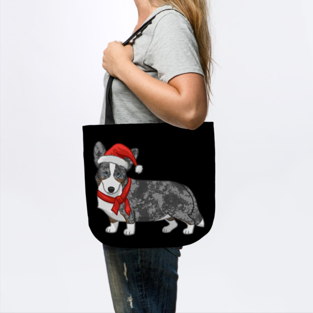 Cute Blue Merle Cardigan Corgi Christmas Santa Hat by yangho