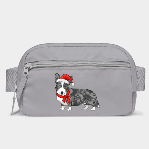 Cute Blue Merle Cardigan Corgi Christmas Santa Hat by yangho
