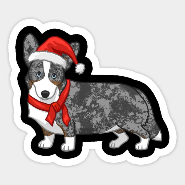 Cute Blue Merle Cardigan Corgi Christmas Santa Hat Sticker by yangho