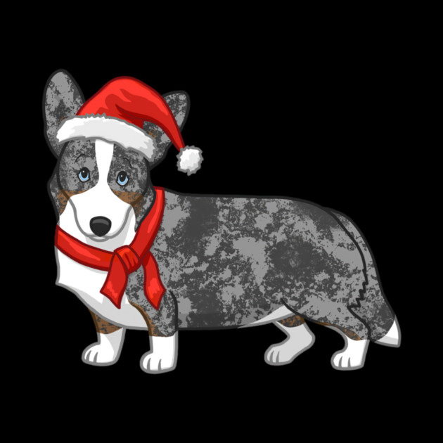 Cute Blue Merle Cardigan Corgi Christmas Santa Hat by yangho