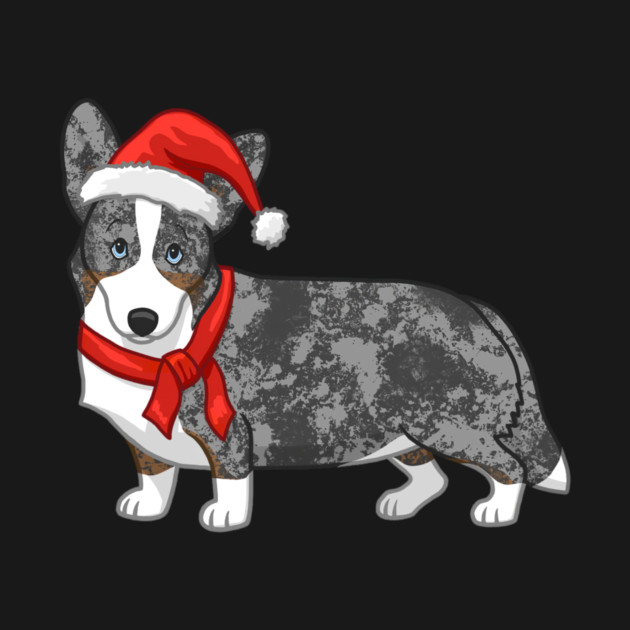 Cute Blue Merle Cardigan Corgi Christmas Santa Hat by yangho