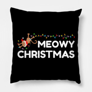 Playful Cat Christmas Lights – Meowy Christmas Fun Pillow