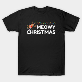 Playful Cat Christmas Lights – Meowy Christmas Fun T-Shirt