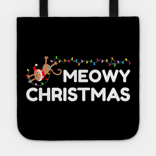 Playful Cat Christmas Lights – Meowy Christmas Fun Tote by Creatifly Graphic Tees