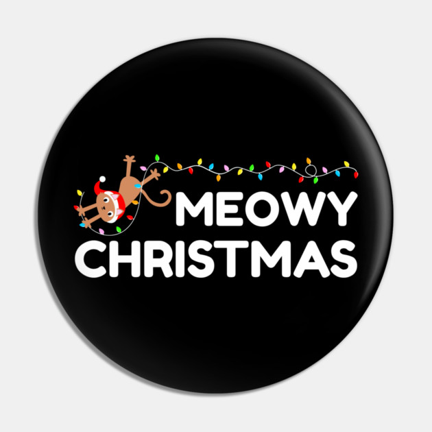 Playful Cat Christmas Lights – Meowy Christmas Fun Pin by Creatifly Graphic Tees