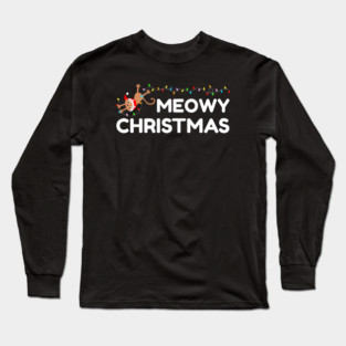 Playful Cat Christmas Lights – Meowy Christmas Fun Long Sleeve T-Shirt