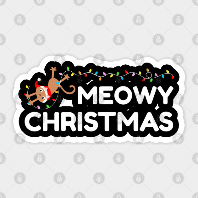 Playful Cat Christmas Lights – Meowy Christmas Fun Sticker by Creatifly Graphic Tees