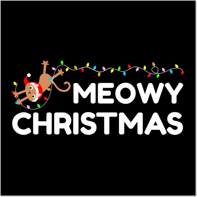 Playful Cat Christmas Lights – Meowy Christmas Fun Wall Art by Creatifly Graphic Tees