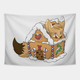 Gingerbread Fennec Fox Tapestry