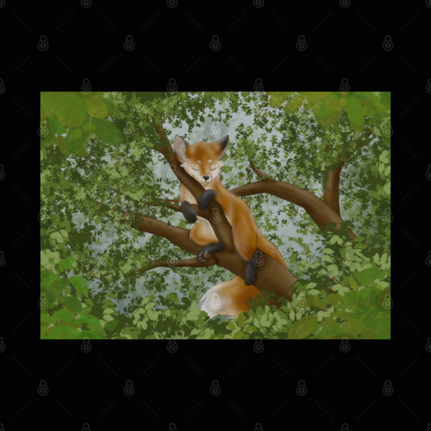 Sleepy Red Fox on a Tree by Fennek