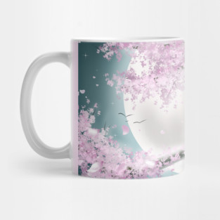 Fennec Fox on a Cherry Blossom Tree in a Fullmoon Night Mug