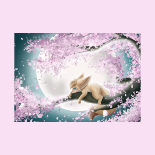 Fennec Fox on a Cherry Blossom Tree in a Fullmoon Night Tote