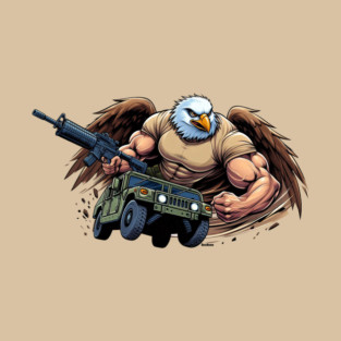 DigiRods Military Humvee Vehicle Soldier Eagle Cartoon Car #1 T-Shirt