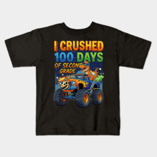 I Crushed 100 Days of Second Grade Dinosaur Kids T-Shirt