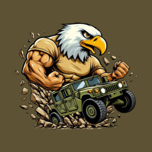DigiRods Military Humvee Vehicle Soldier Eagle Cartoon Car #2 T-Shirt
