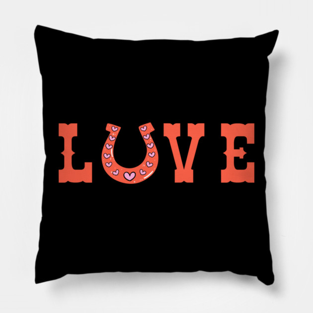 Love Horseshoe with Hearts for Valentine’s Day Pillow by Creatifly Graphic Tees