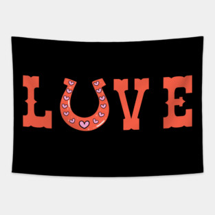Love Horseshoe with Hearts for Valentine’s Day Tapestry