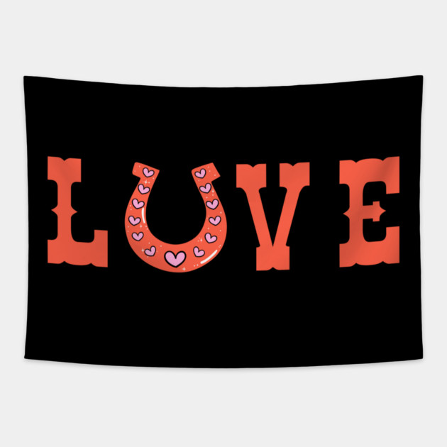Love Horseshoe with Hearts for Valentine’s Day Tapestry by Creatifly Graphic Tees