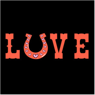 Love Horseshoe with Hearts for Valentine’s Day Posters and Art