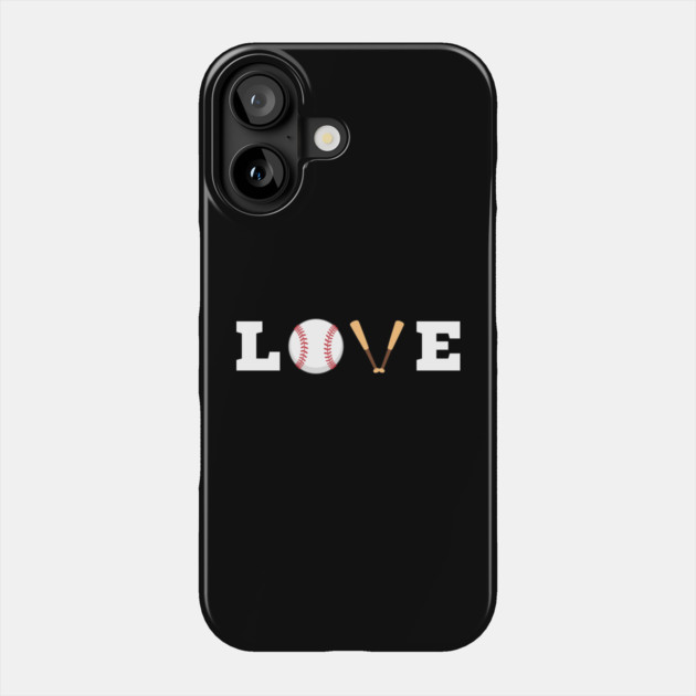 Love Baseball with Bat and Ball For Valentine's Day Phone Case by Creatifly Graphic Tees