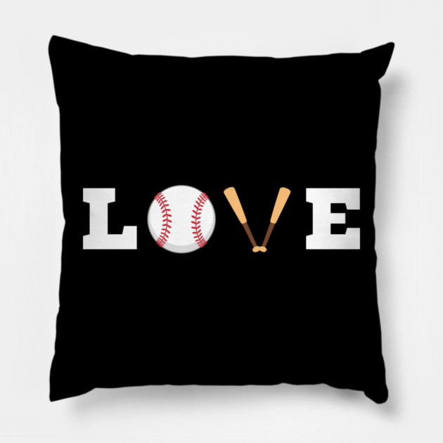 Love Baseball with Bat and Ball For Valentine's Day Pillow by Creatifly Graphic Tees