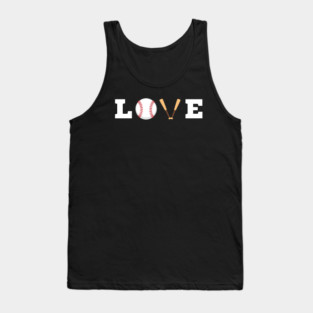Love Baseball with Bat and Ball For Valentine's Day Tank Top
