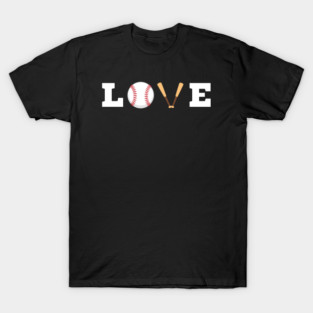 Love Baseball with Bat and Ball For Valentine's Day T-Shirt