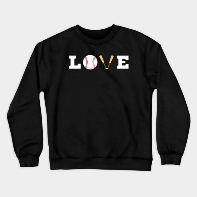 Love Baseball with Bat and Ball For Valentine's Day Crewneck Sweatshirt by Creatifly Graphic Tees