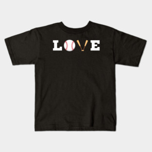 Love Baseball with Bat and Ball For Valentine's Day Kids T-Shirt