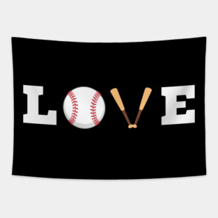 Love Baseball with Bat and Ball For Valentine's Day Tapestry