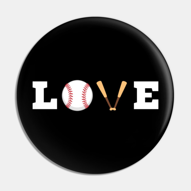 Love Baseball with Bat and Ball For Valentine's Day Pin by Creatifly Graphic Tees