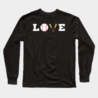 Love Baseball with Bat and Ball For Valentine's Day Long Sleeve T-Shirt