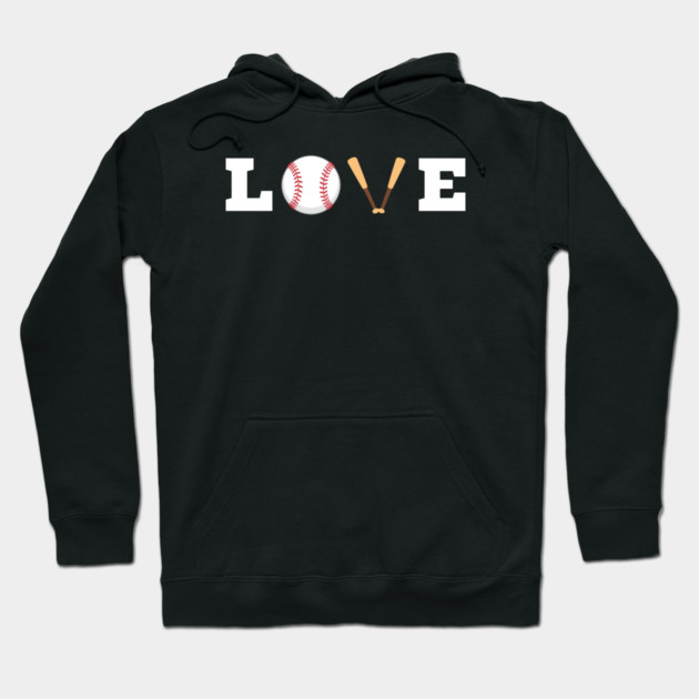 Love Baseball with Bat and Ball For Valentine's Day Hoodie by Creatifly Graphic Tees