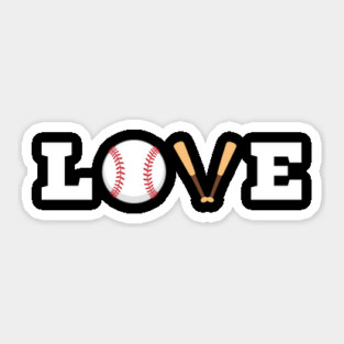 Love Baseball with Bat and Ball For Valentine's Day Sticker