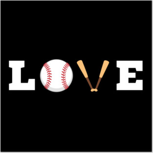 Love Baseball with Bat and Ball For Valentine's Day Posters and Art