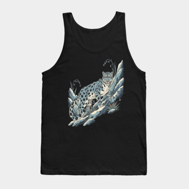 Snow Leopard Among Alpine Flowers Tank Top by BirdsnStuff