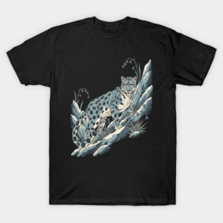 Snow Leopard Among Alpine Flowers T-Shirt