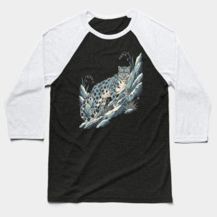 Snow Leopard Among Alpine Flowers Baseball T-Shirt
