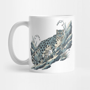 Snow Leopard Among Alpine Flowers Mug