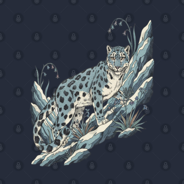Snow Leopard Among Alpine Flowers by BirdsnStuff
