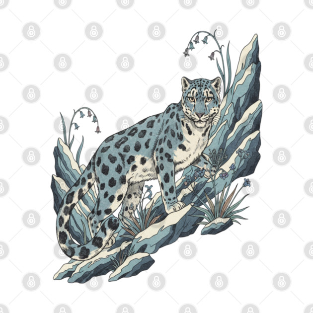 Snow Leopard Among Alpine Flowers by BirdsnStuff