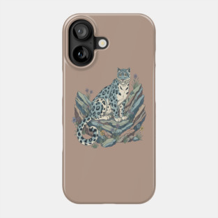Snow Leopard with Alpine Flowers Phone Case