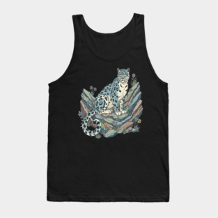 Snow Leopard with Alpine Flowers Tank Top