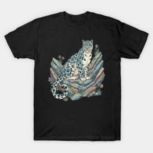 Snow Leopard with Alpine Flowers T-Shirt