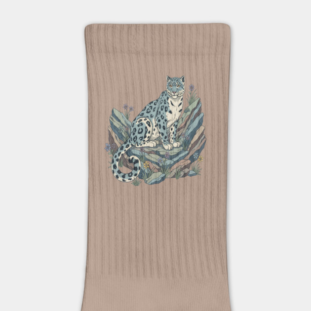 Snow Leopard with Alpine Flowers by BirdsnStuff