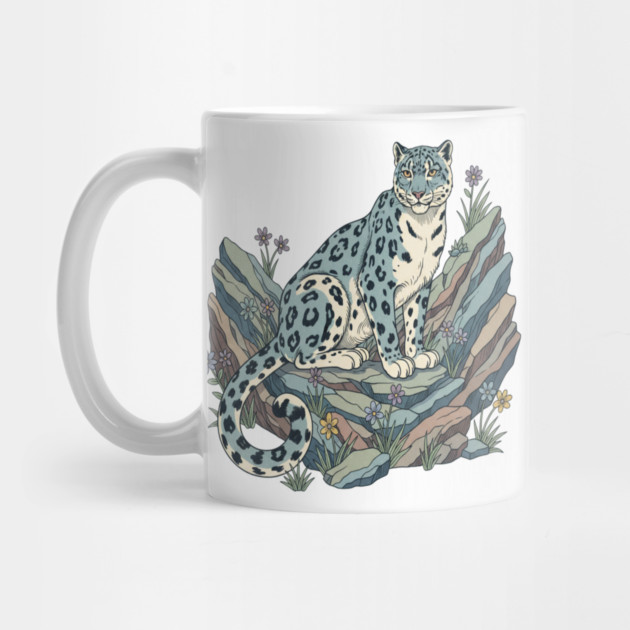 Snow Leopard with Alpine Flowers by BirdsnStuff