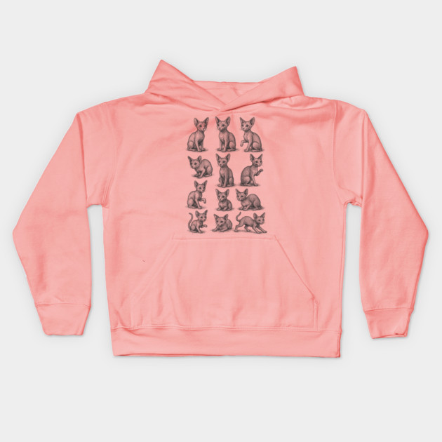 Sphynx Cat Studies Tee vintage engraving grid, cat lover gift, crittercore cottagecore, dark academia museum core sketchbook graphic Kids Hoodie by Tabryant