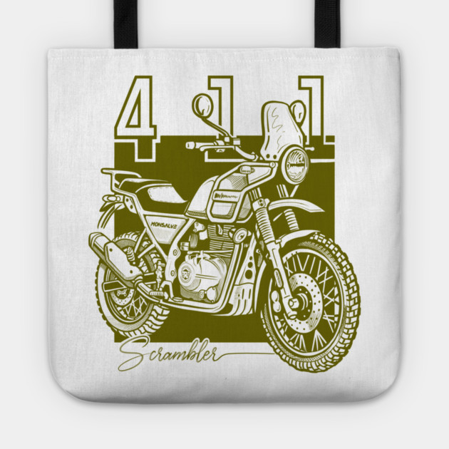 royal enfield himalayan, vintage motorcycle Tote by monsalveautos