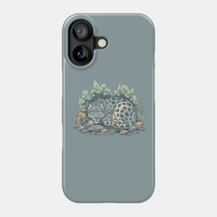 Sleeping Snow Leopard in Alpine Grass Phone Case