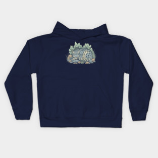 Sleeping Snow Leopard in Alpine Grass Kids Hoodie